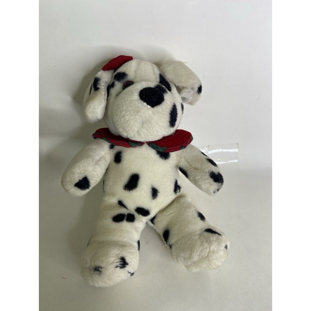 Commonwealth Dalmatian Dog Puppy Girl Plush Stuffed Animal Toy Red Bow Vintage